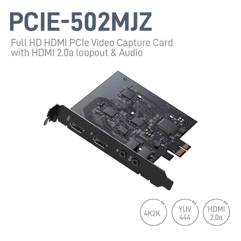 Full HD HDMI PCIe Video Capture Card with HDMI 2.0a loopout